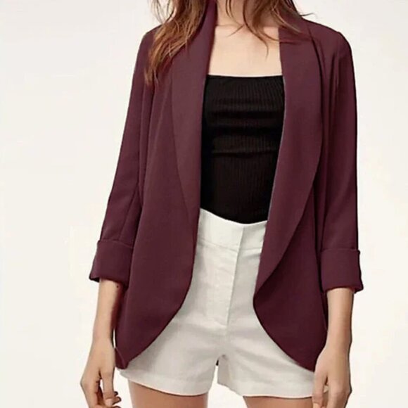 Wilfred Jackets & Blazers - Aritzia Wilfred Chevalier Oversized Open Blazer Burgundy